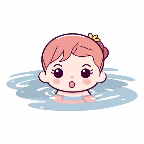 Cute little girl swimming in the pool design.