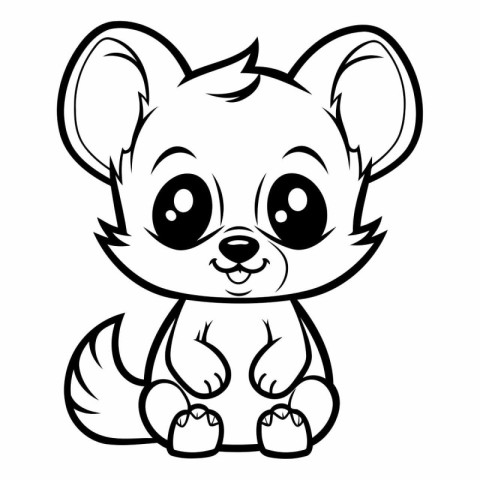 Black and White Cartoon Illustration of Cute Baby Mouse Animal C