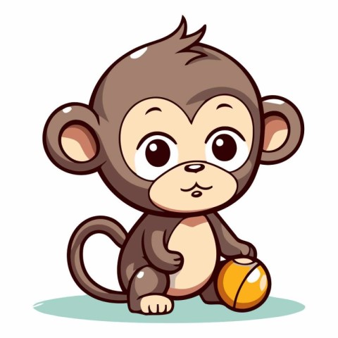 Monkey with a ball on a white background.