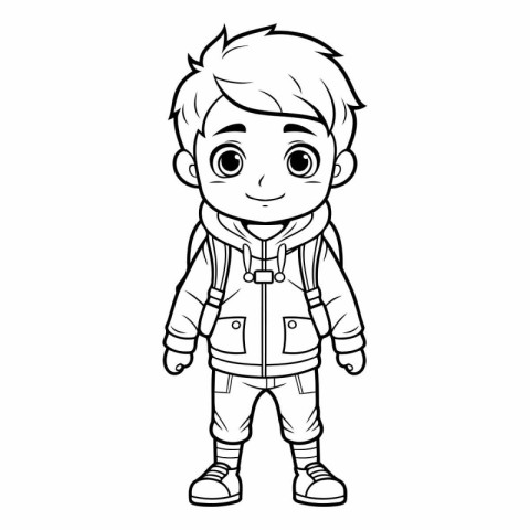 Coloring book for children: boy in winter clothes