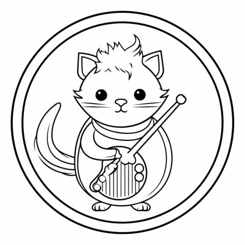 Cat with harp icon. Animal cartoon and pet theme. Isolated desig