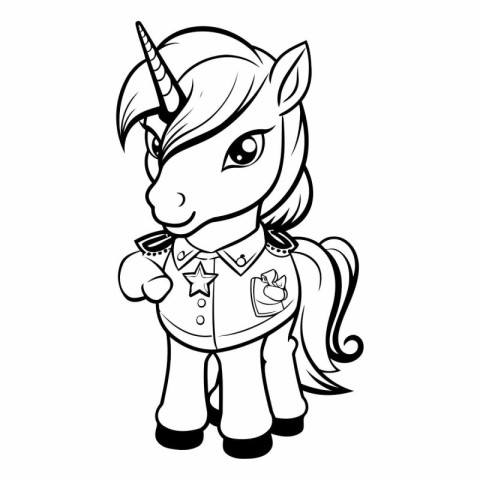 Unicorn - black and white vector illustration for coloring book.