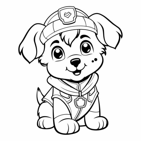 Black and White Cartoon Illustration of Cute Puppy Dog Animal Ch