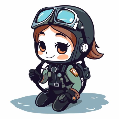 Illustration of a Cute Girl Wearing Spacesuit and Helmet