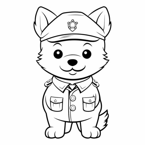 Coloring book for children: Cute cartoon dog in a police uniform