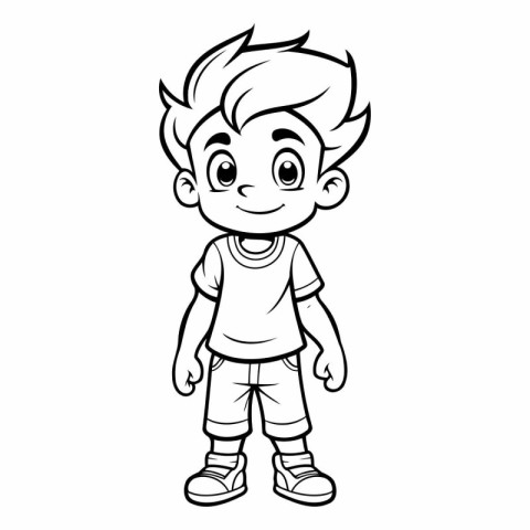 Vector illustration of Cute cartoon boy. Coloring book for kids