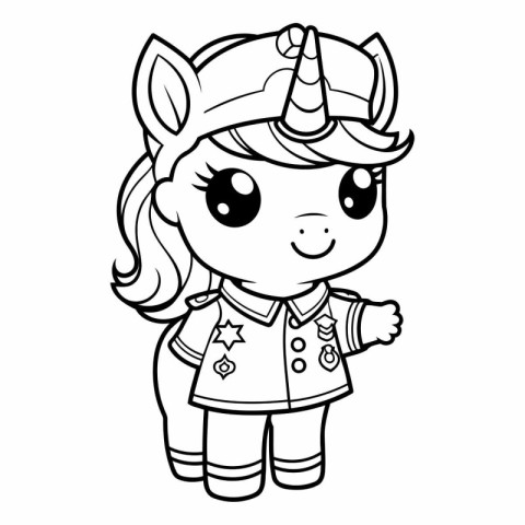 Coloring Page Outline Of cartoon cute unicorn.