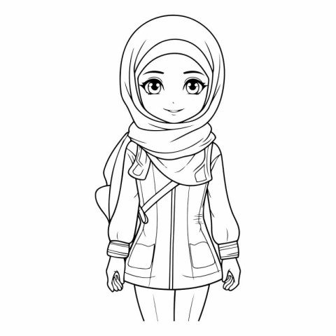 cute arabic girl with hijab cartoon vector illustration graphic