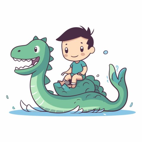 Cute little boy playing with a crocodile.