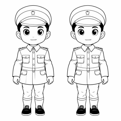 cute boy and girl in uniform in black and white