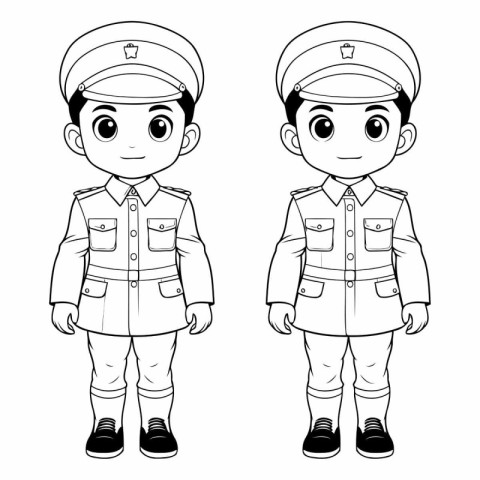 cute boy and girl in uniform in black and white