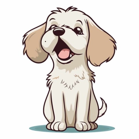 Illustration of a Cute Puppy Dog Sitting on a White Background