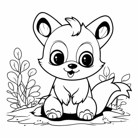 Cute Squirrel Cartoon Coloring Page Outline Vector Illustration.