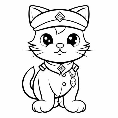 Coloring Page Outline Of Cute Cartoon Sailor Cat Animal Characte