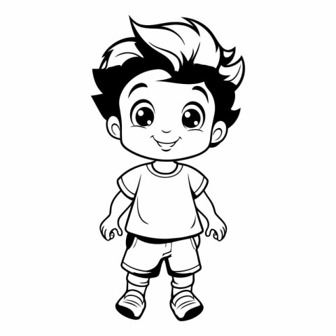 cute little boy cartoon isolated on white background vector illu