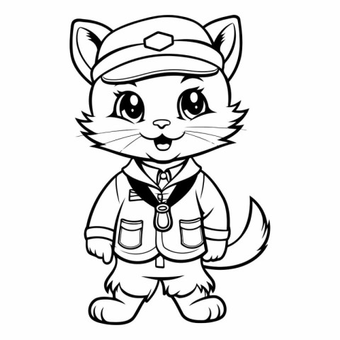 Cute Cartoon Cat Scout Mascot.