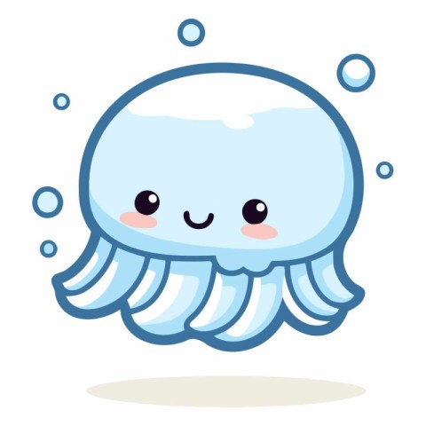 Cute cartoon jellyfish on white background of cute jellyfish.