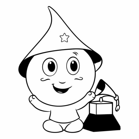 cute little baby boy with party hat and bucket vector illustrati