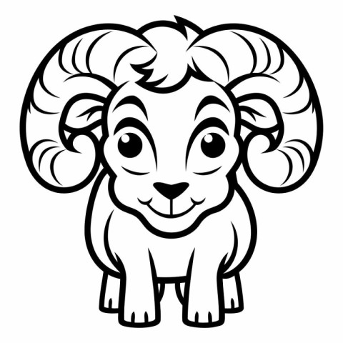 Mascot Illustration of Cute Sheep Animal for Coloring Book