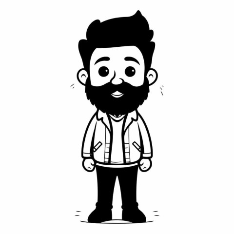 Hipster man with beard and mustache cartoon vector illustration