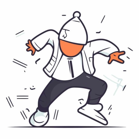 Vector illustration of a young man in a cap dancing breakdance