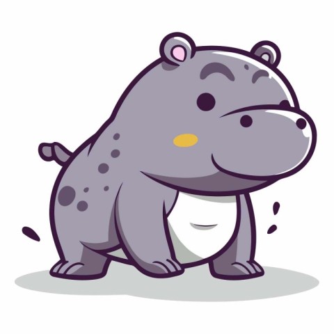 Hippopotamus - Cute Cartoon Animal Character Vector Illustration