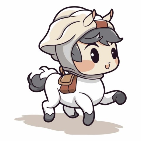 Cute cartoon horse in a hat and scarf.