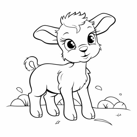 Coloring Page Outline Of cartoon baby goat.