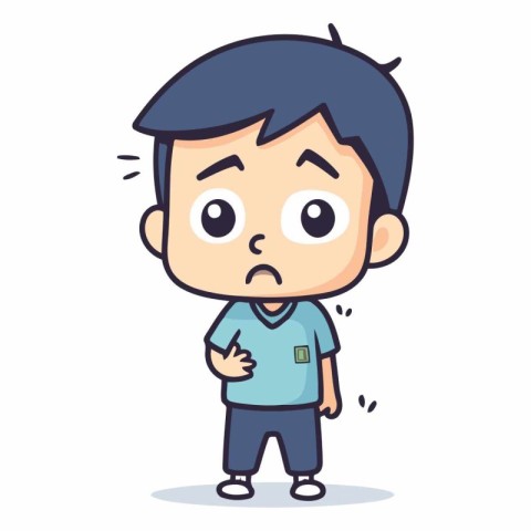 Sad boy cartoon character vector illustration design.
