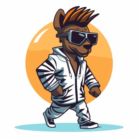 Vector illustration of cool hipster man in sunglasses and hoodie