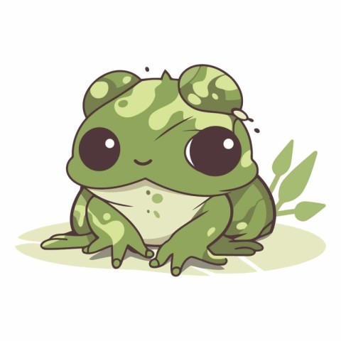 Cute cartoon frog isolated on a white background.