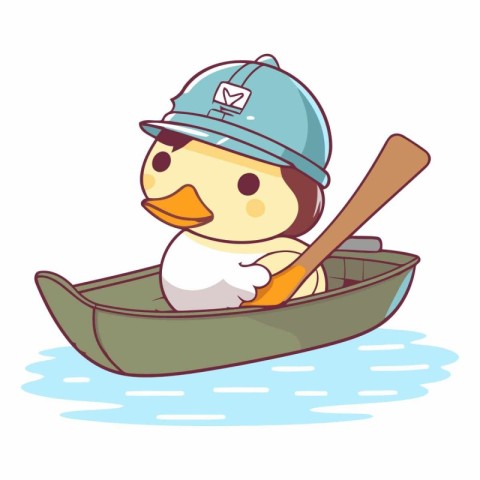 Cute duck in a boat on the water.