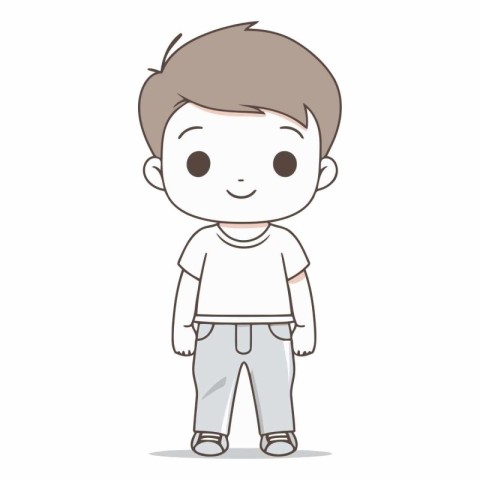 Cute little boy in casual clothes. Vector cartoon character illu