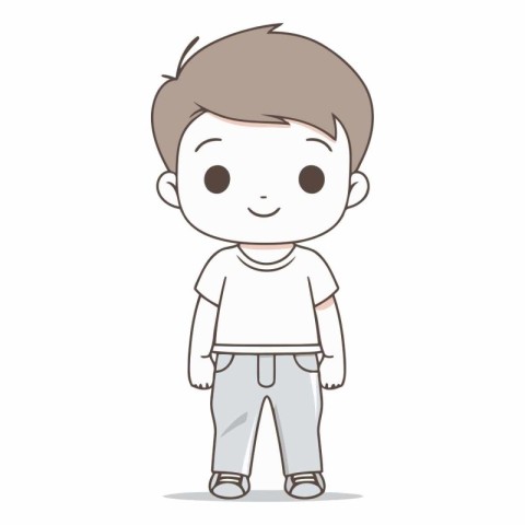Cute little boy in casual clothes. Vector cartoon character illu