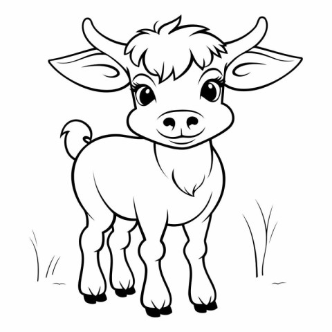 Vector illustration of Cute little calf on white background. Col