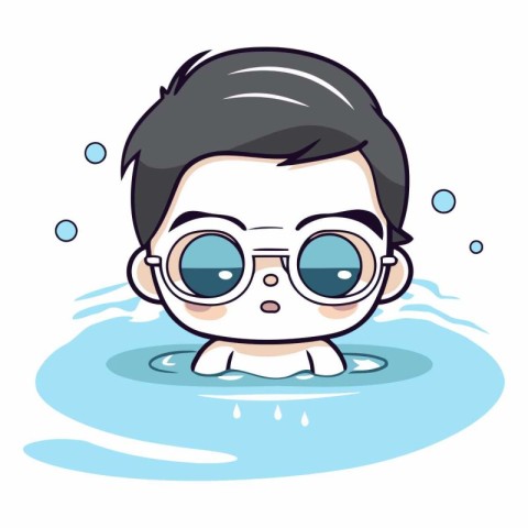 Cute boy in swimming pool of a boy in swimming pool.