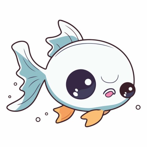 Illustration of a Cute Fish Cartoon Character on a White Backgro