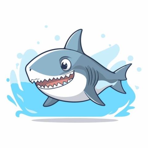 Shark character cartoon style. Cute and funny vector illustratio