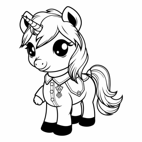 Cute cartoon pony pony. Coloring book page for children.