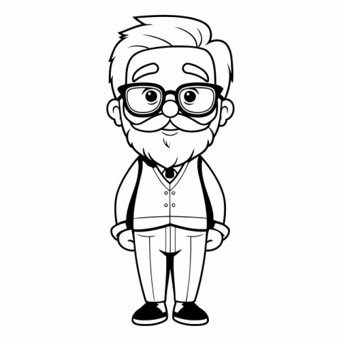 cute grandfather with glasses and bowtie cartoon vector illustra