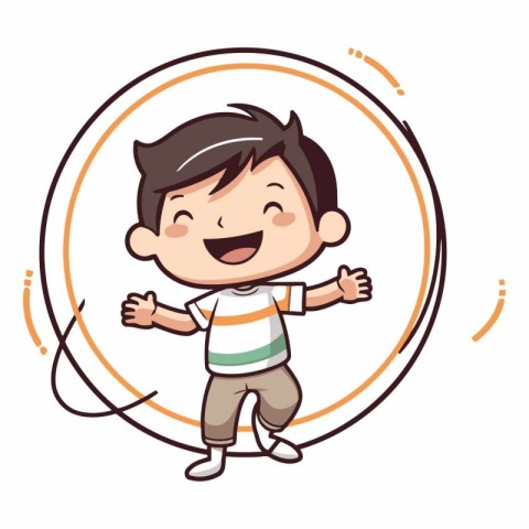 Cute little boy cartoon vector illustration graphic design in a