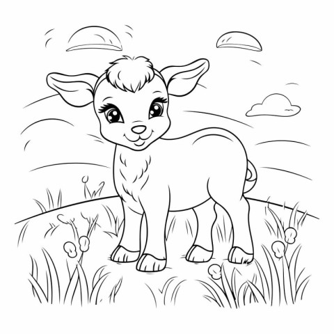 Coloring Page Outline Of a Cute Little Baby Deer Animal