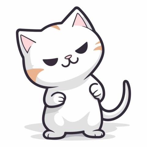 Cute cartoon cat isolated on a white background.