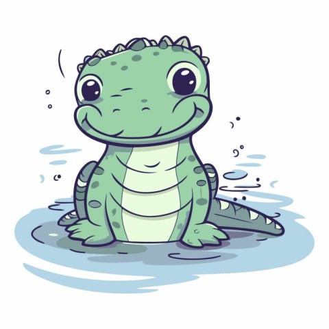 Cute baby crocodile of a cartoon crocodile.