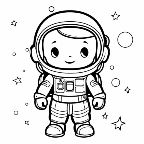 Coloring book for children: astronaut in space suit.