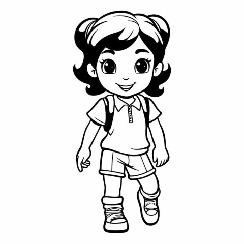 cute little student girl cartoon vector illustration graphic des