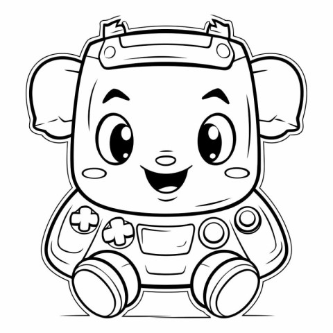 Illustration of a Cute Cartoon Robot Character - Coloring Book