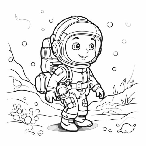 Coloring book for children: astronaut in the space suit