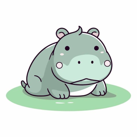 Cute hippopotamus vector illustration. Isolated on white backgro