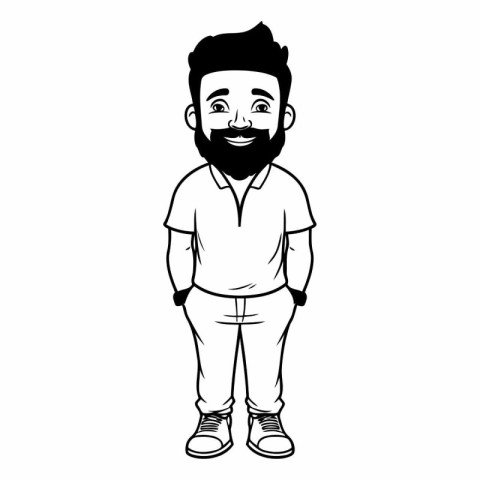 young man with beard cartoon vector illustration graphic design